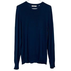 Sandro Paris Mens Sweater Size Large Navy Blue Crewneck Long Sleeve Pullover